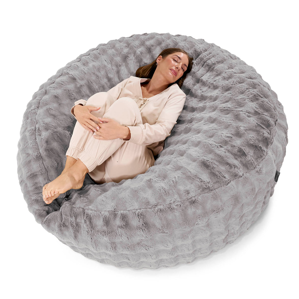 Mega-Mammoth Sofa Sitzsack XXL - Teddy Kunstfell Dunkelgrau