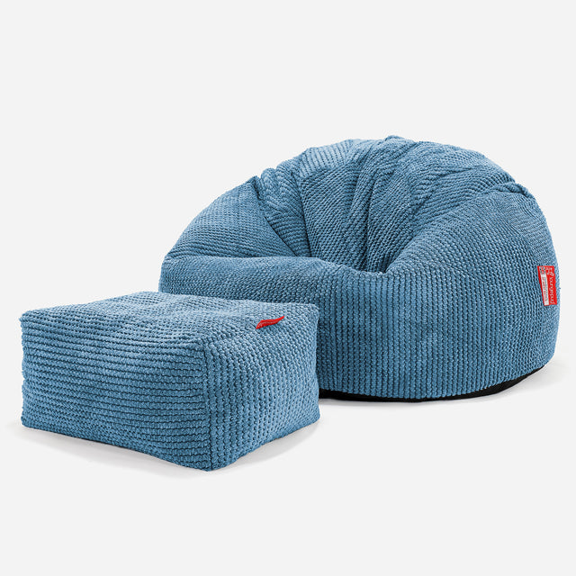 Klassischer Sitzsack Sessel - Pom-Pom Himmelblau 02