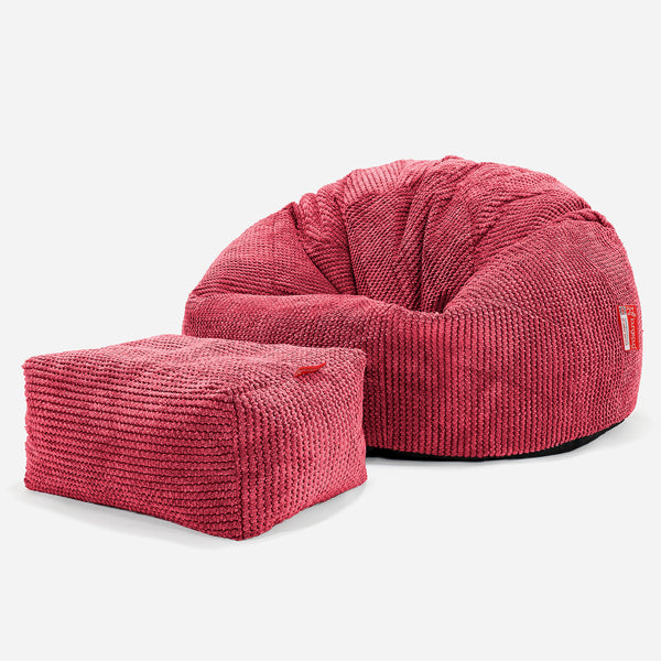 Klassischer Sitzsack Sessel - Pom-Pom Pastellrot 01