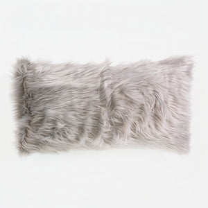 Riesen Dekokissen / Sofa Kissenbezug 40 x 70cm - Mongolisches Kunstfell Grau