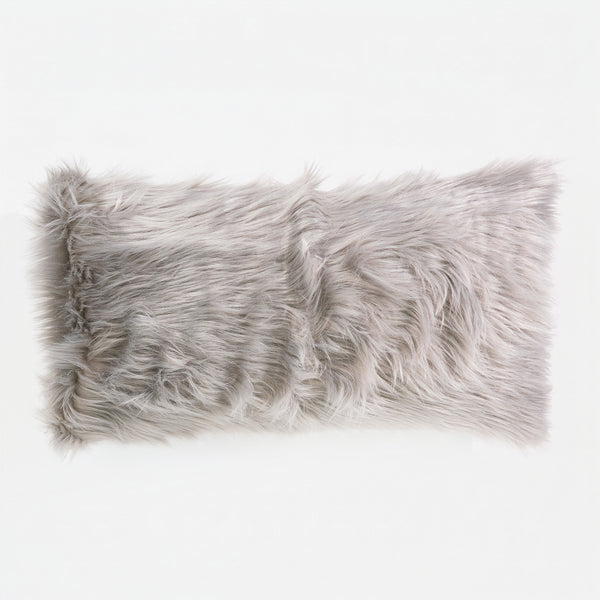 Riesen Dekokissen / Sofa Kissenbezug 40 x 70cm - Mongolisches Kunstfell Grau 01
