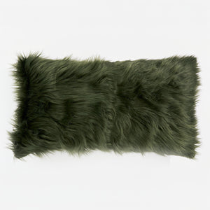 Riesen Dekokissen / Sofa Kissenbezug 40 x 70cm - Mongolisches Kunstfell Salbeigrün
