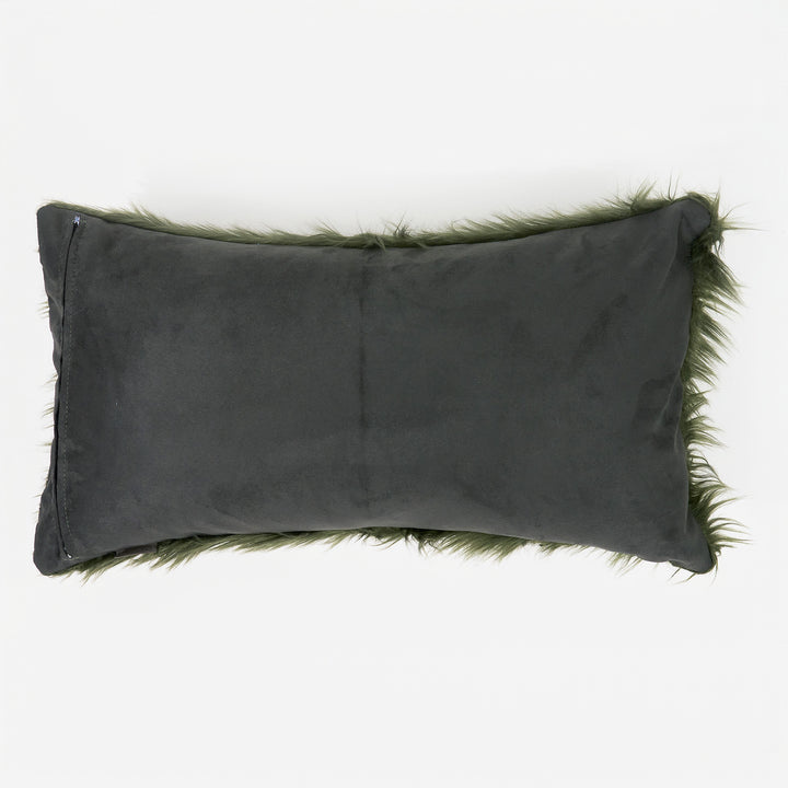 Riesen Dekokissen / Sofa Kissenbezug 40 x 70cm - Mongolisches Kunstfell Salbeigrün 02