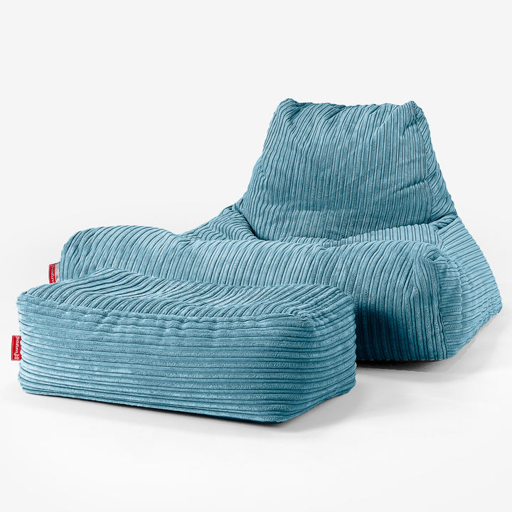 Riesen Sitzsack Lounge Sessel - Cord Türkis 02