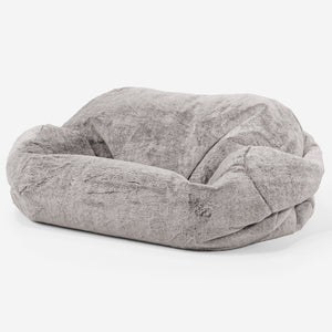 Sabine Sitzsack Sofa - Kaninchen Kunstfell Hellgrau