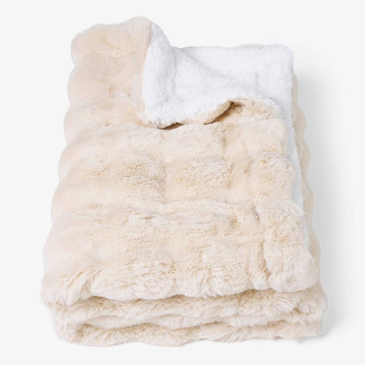 Lounge Pug Sherpa-Decke Bubble Pelz Creme Kuscheldecke Tagesdecke– Big Bertha Original DE