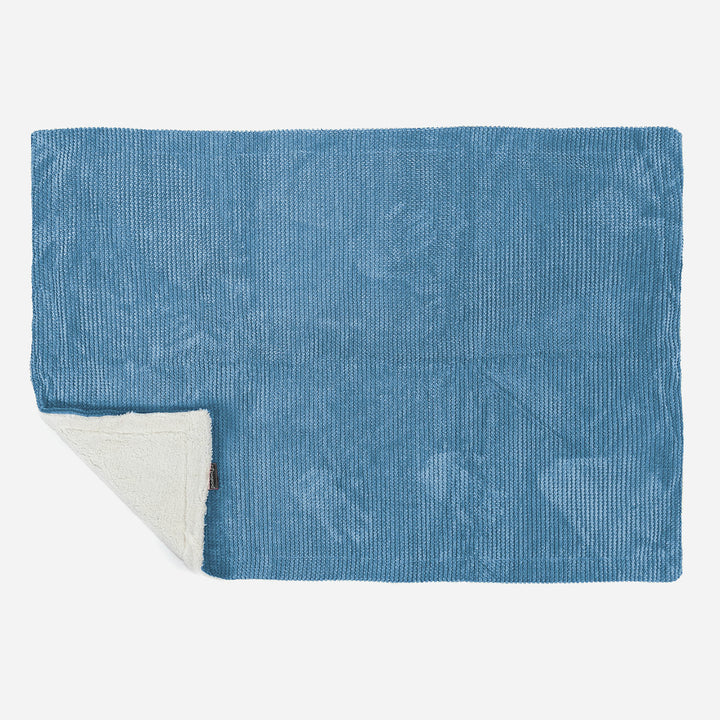 Sherpa-Decke - Pom-Pom Himmelblau 03