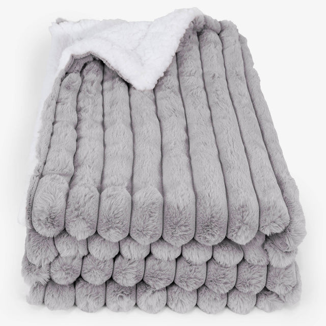 Sherpa-Decke - Ultra Plüsch Cord Grau 02