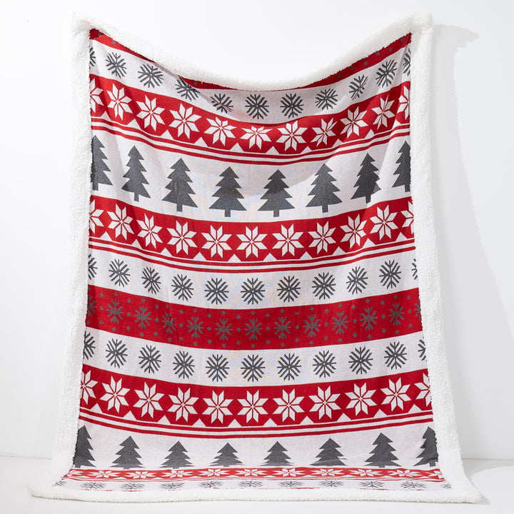 Lounge Pug Sherpa-Kuscheldecke Tagesdecke Gestrickte Weihnachtsdruck Rot 100 x 140 cm– Big Bertha Original DE