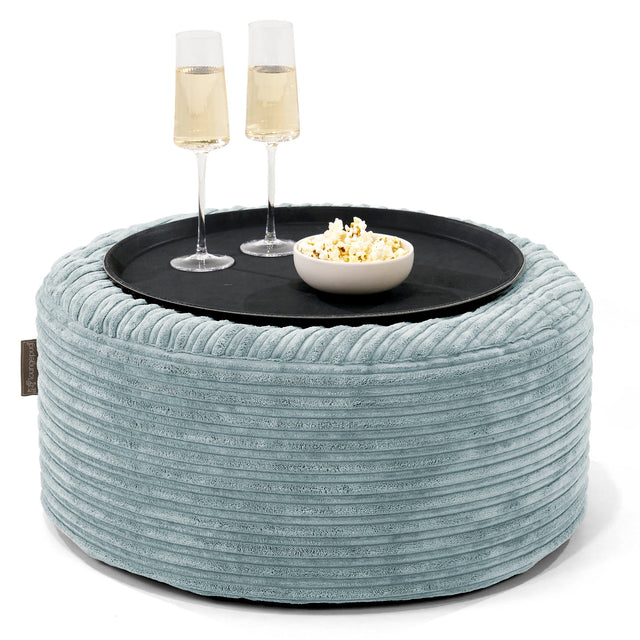 Sitzhocker mit Tablett - Cord Mintgrün 01