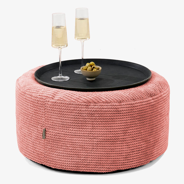 Sitzhocker mit Tablett - Pom-Pom Kürbisorange 01