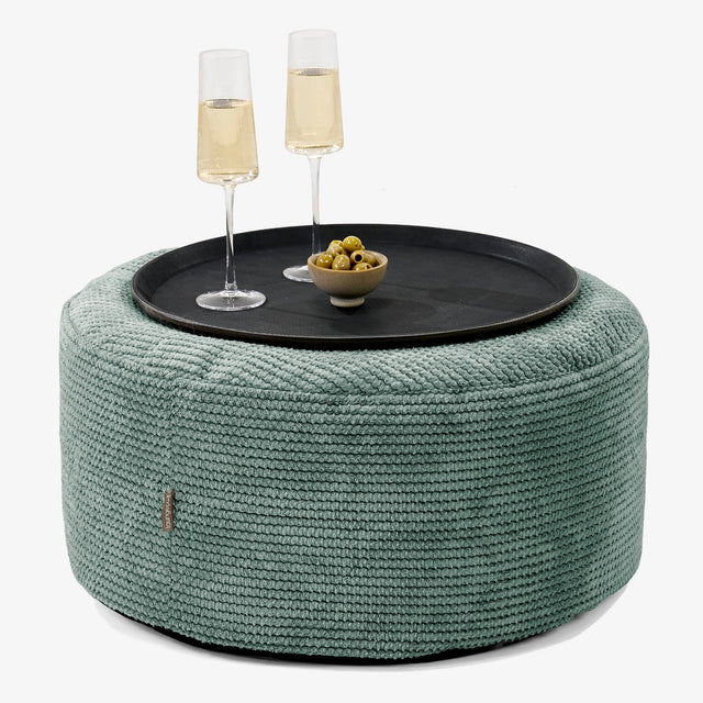 Sitzhocker mit Tablett - Pom-Pom Moosgrün 01