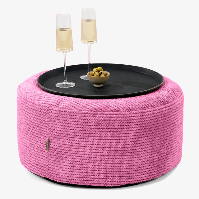Sitzhocker mit Tablett - Pom-Pom Pink 01