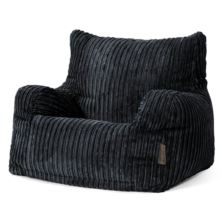 Lounge Pug®, Sitzsack Ohrensessel, Cord Schwarz– Big Bertha Original DE