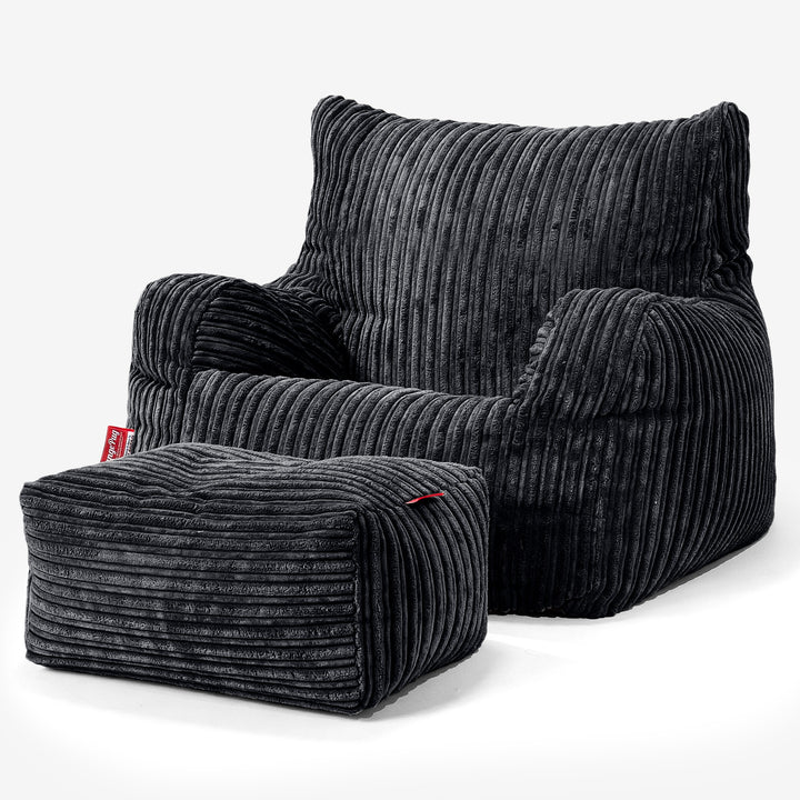 Josephine Sitzsack Ohrensessel - Cord Schwarz 02
