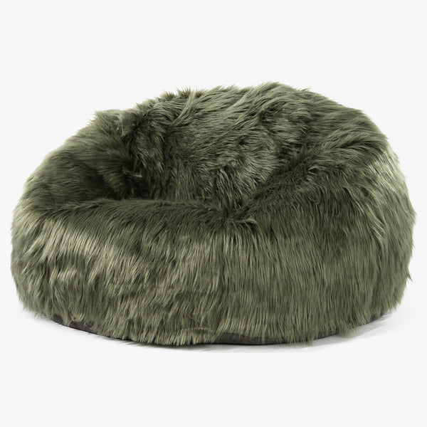 Sitzsack Sofa - Mongolisches Kunstfell Salbeigrün 01