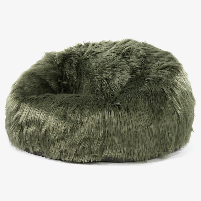 Sitzsack Sofa - Mongolisches Kunstfell Salbeigrün 01