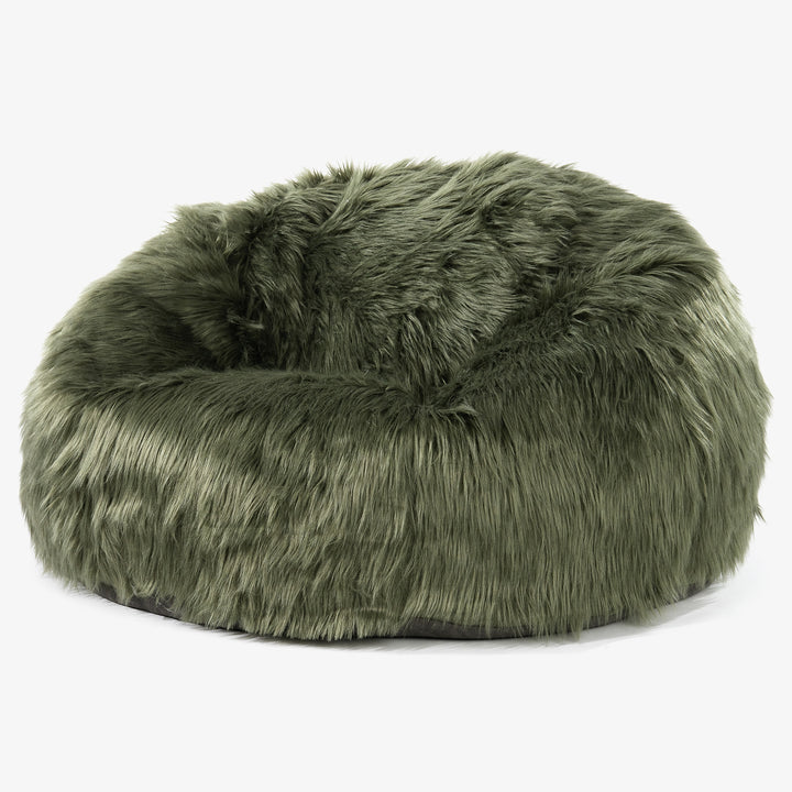 Sitzsack Sofa - Mongolisches Kunstfell Salbeigrün 01