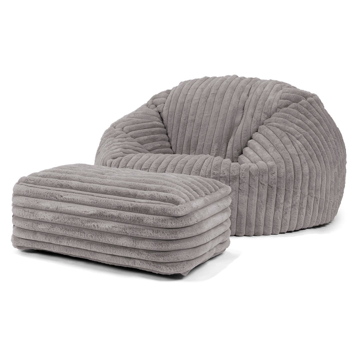 Sitzsack Sofa - Ultra Plüsch Cord Grau 02