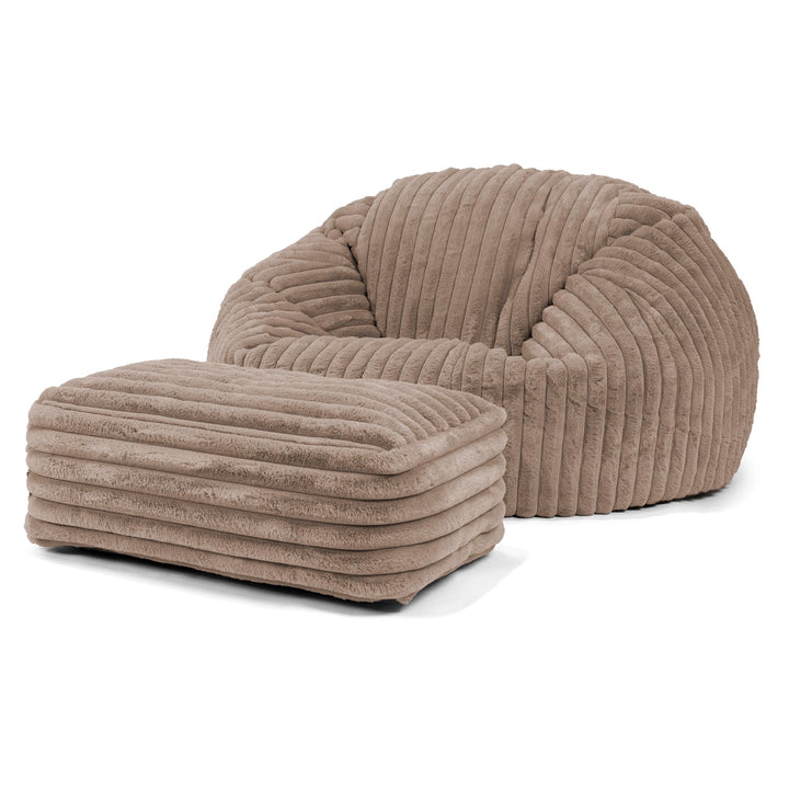 Sitzsack Sofa - Ultra Plüsch Cord Nerzfarben 02
