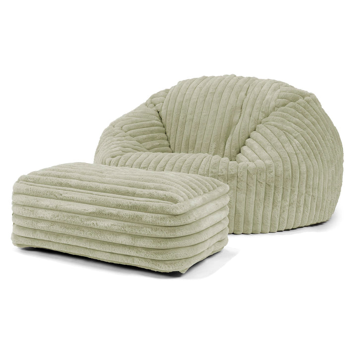 Sitzsack Sofa - Ultra Plüsch Cord Salbeigrün 02