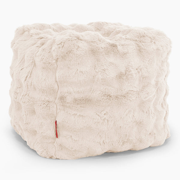 Würfel-Pouf- Hocker - Bubble Pelz Creme 01