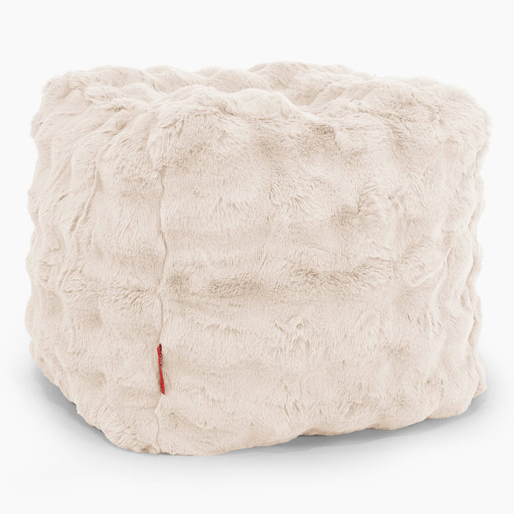 Würfel-Pouf- Hocker - Bubble Pelz Creme 01