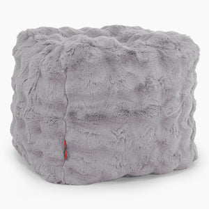 Würfel-Pouf- Hocker - Bubble Pelz Grau