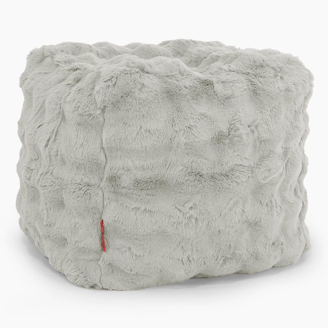 Würfel-Pouf- Hocker - Bubble Pelz Salbeigrün 01