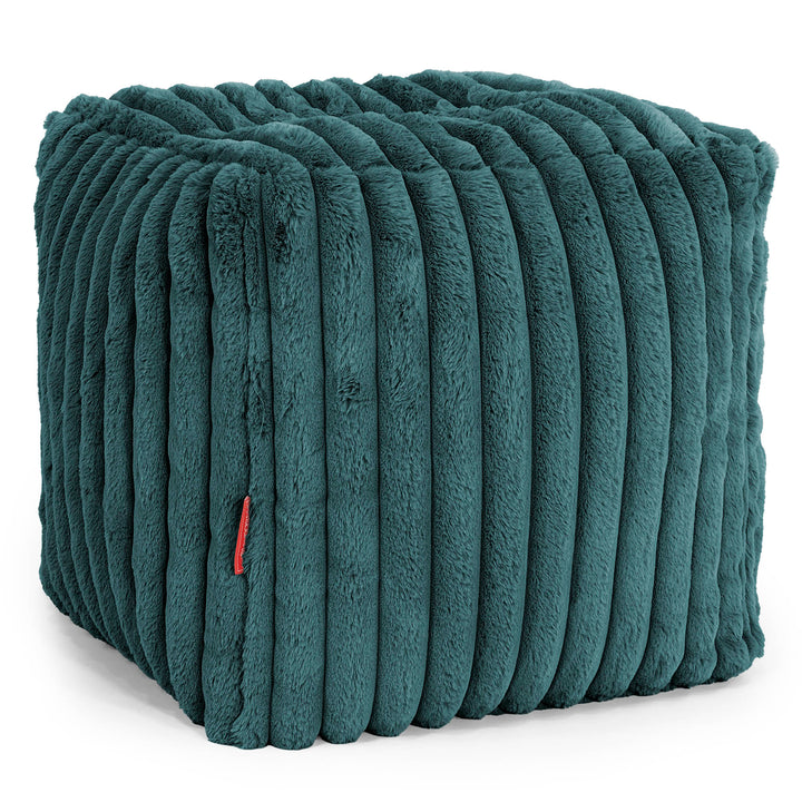 Würfel-Pouf- Hocker - Ultra Plüsch Cord Blaugrün 01