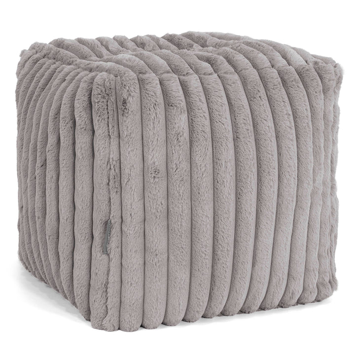 Lounge Pug Würfel-Pouf- Hocker Ultra Plüsch Cord Grau– Big Bertha Original DE