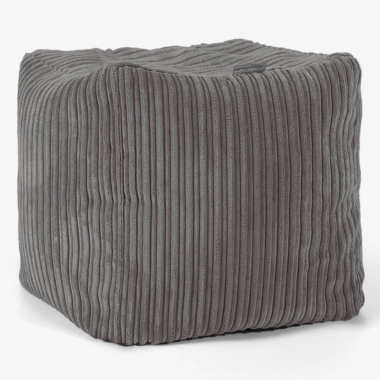 Würfel-Pouf- Hocker - Cord Graphitgrau 01