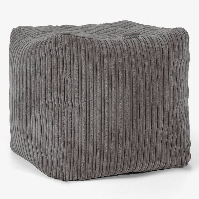 Würfel-Pouf- Hocker - Cord Graphitgrau 01