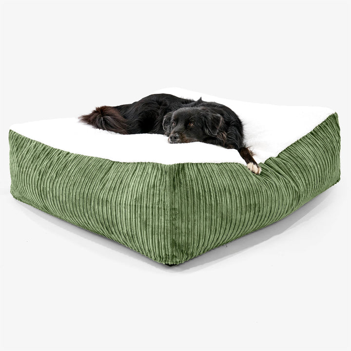 XXL Die Mega Matratze Hundebett - Sherpa & Cord Nadelwaldgrün 02
