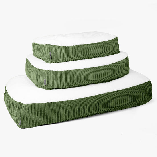 XXL Slouchy Hundebett - Sherpa & Cord Nadelwaldgrün 02