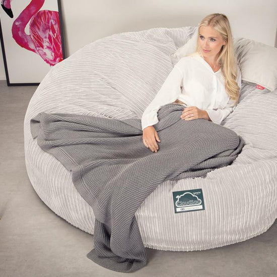 Lounge Pug, CloudSac 3000 XXL, Kingsize Memory, Schaum Sitzsacksofa, Schlafsofa, Cord Elfenbein