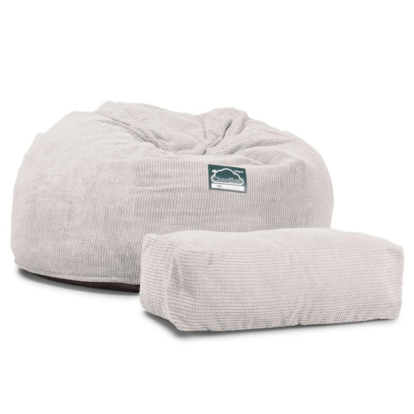 CloudSac 1010 Riesen Memory-Schaum XXL Sitzsacksofa - Pom-Pom Creme Fabric Close-up Image