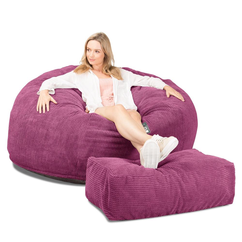Lounge Pug, CloudSac 1010 XXL, Riesen Memory- Schaum XXL Sitzsacksofa, Schlafsofa, Pom-Pom Pink