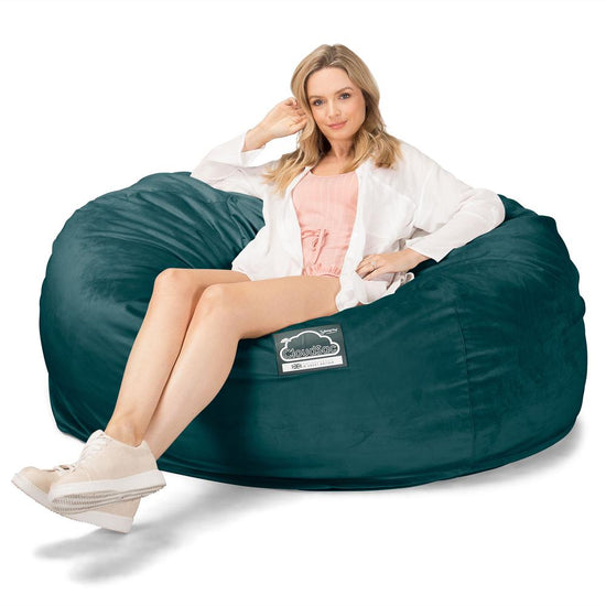 Lounge Pug, CloudSac 1010 XXL, Riesen Memory- Schaum XXL Sitzsacksofa, Schlafsofa, Samt Türkis