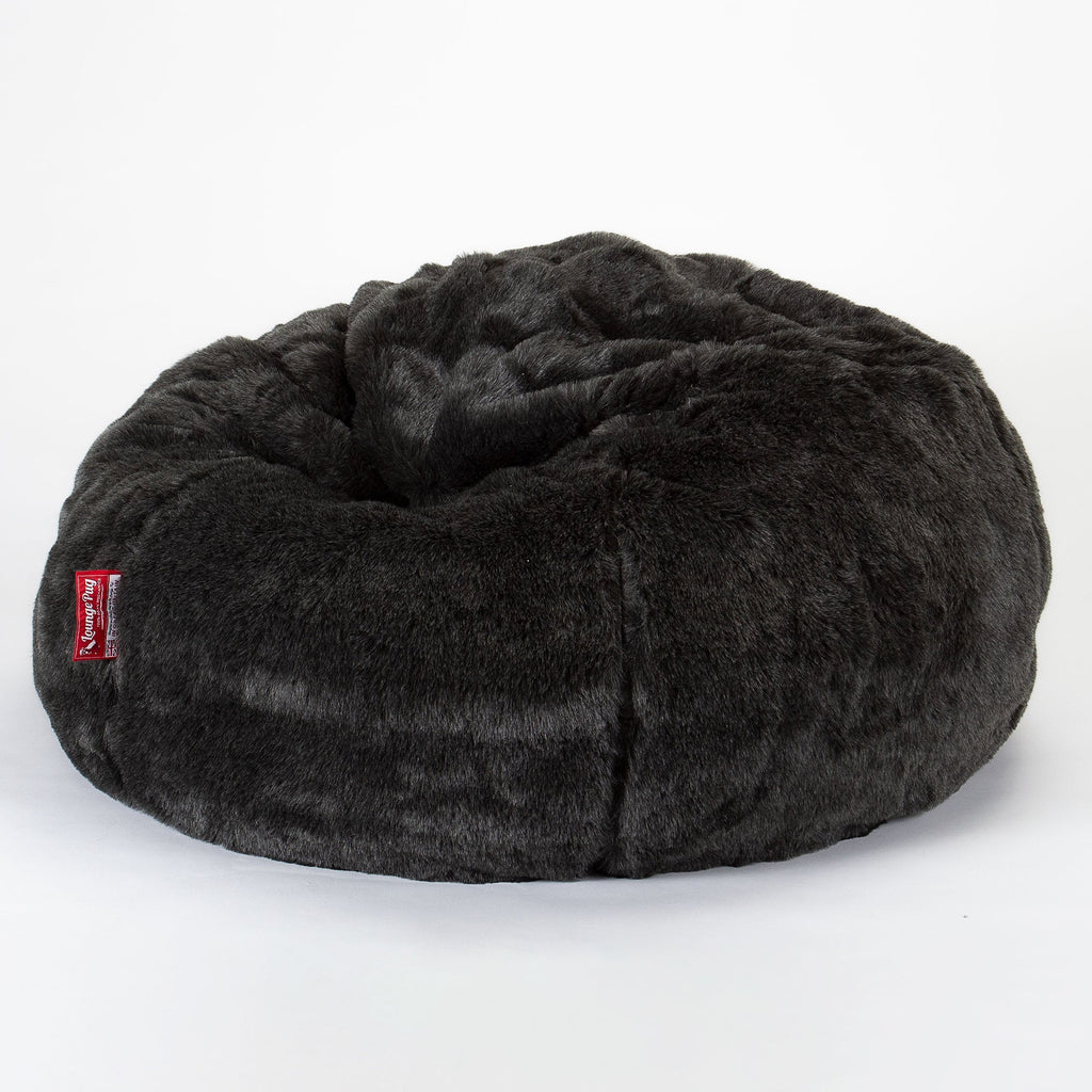 CloudSac 200 XXL Memory-Schaum Kinder Sitzsack 2-12 jahren - Kunstfell Schwarz 01