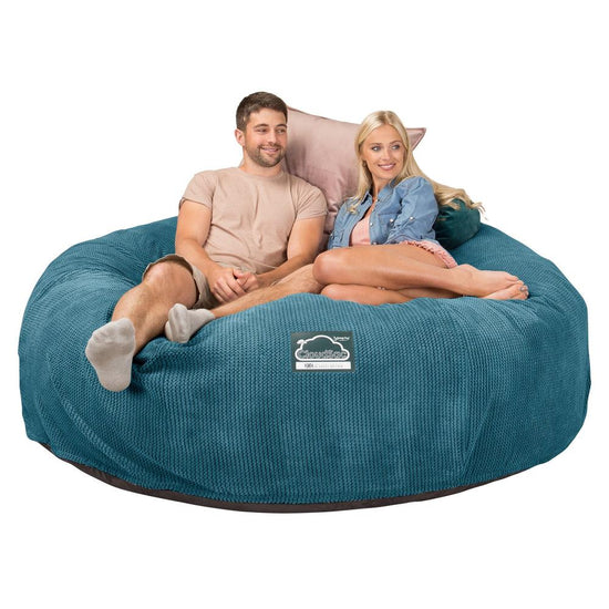 Lounge Pug, CloudSac 3000 XXL, Kingsize Memory, Schaum Sitzsacksofa, Schlafsofa, Pom-Pom Türkis