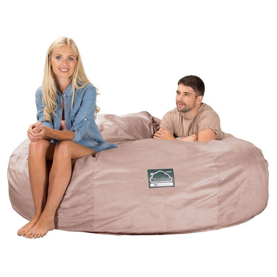 Lounge Pug, CloudSac 3000 XXL, Kingsize Memory, Schaum Sitzsacksofa, Schlafsofa, Samt Pink