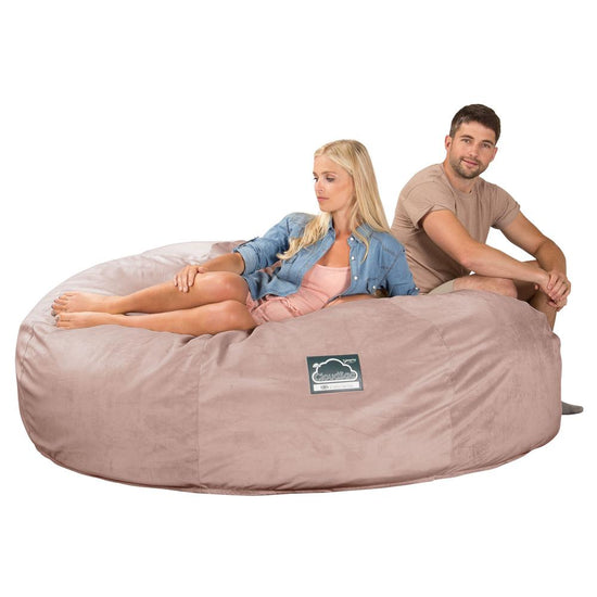 Lounge Pug, CloudSac 3000 XXL, Kingsize Memory, Schaum Sitzsacksofa, Schlafsofa, Samt Pink