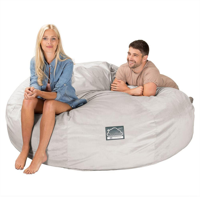 Lounge Pug, CloudSac 3000 XXL, Kingsize Memory, Schaum Sitzsacksofa, Schlafsofa, Samt Silber