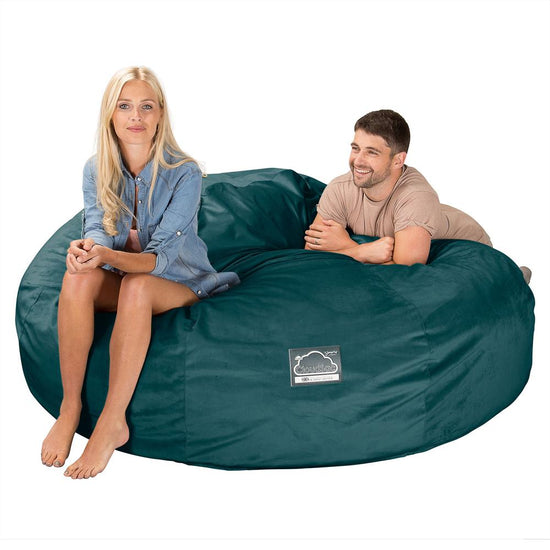 Lounge Pug, CloudSac 3000 XXL, Kingsize Memory, Schaum Sitzsacksofa, Schlafsofa, Samt Türkis