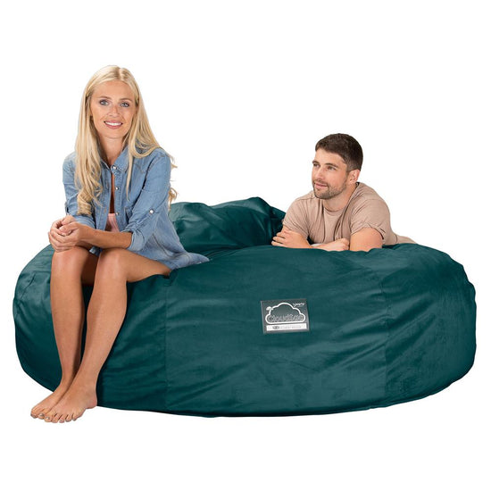 Lounge Pug, CloudSac 3000 XXL, Kingsize Memory, Schaum Sitzsacksofa, Schlafsofa, Samt Türkis