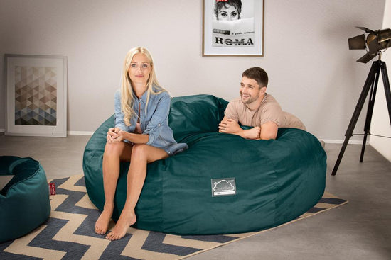 Lounge Pug, CloudSac 3000 XXL, Kingsize Memory, Schaum Sitzsacksofa, Schlafsofa, Samt Türkis