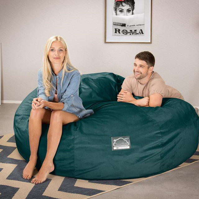 Lounge Pug, CloudSac 3000 XXL, Kingsize Memory, Schaum Sitzsacksofa, Schlafsofa, Samt Türkis