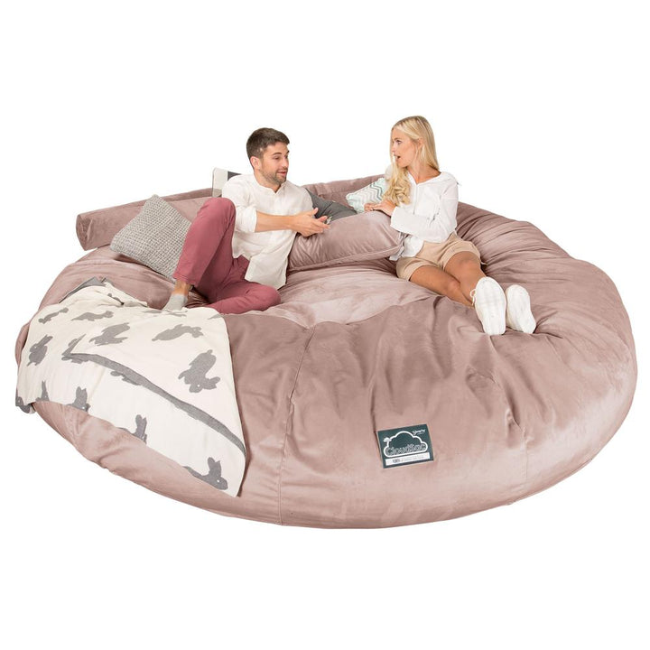 Lounge Pug, CloudSac 5000 XXXXXL, Gigantischer Memory-Schaum Sitzsacksofa, Schlafsofa, Samt Pink