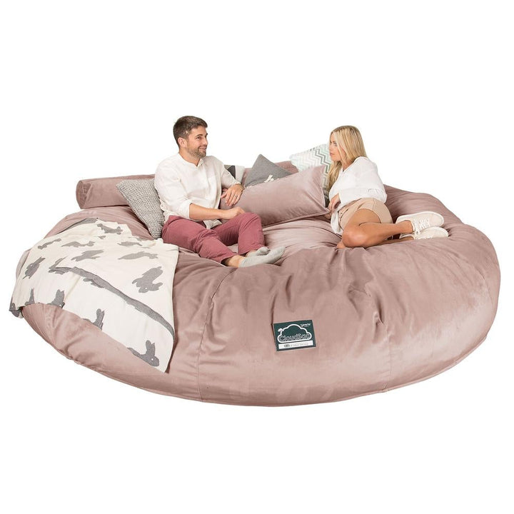 Lounge Pug, CloudSac 5000 XXXXXL, Gigantischer Memory-Schaum Sitzsacksofa, Schlafsofa, Samt Pink